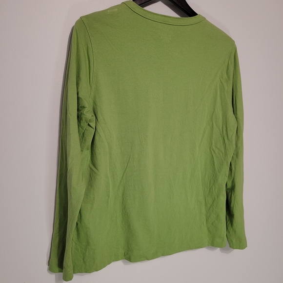 Woolrich Green Long Sleeve Tee with Front Pleat/Details - Picture 2 of 7